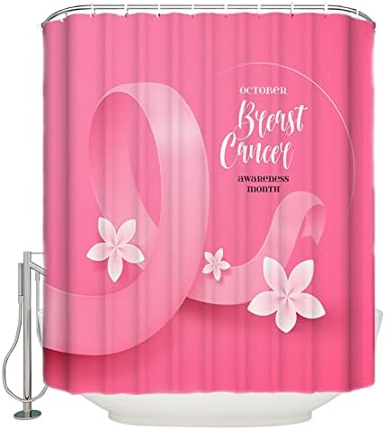 ZOE GARDEN Carefree Breast Cancer Shower Curtain Set with Hooks