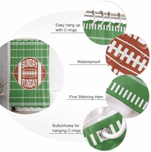 ZOE GARDEN American Football Shower Curtain Set