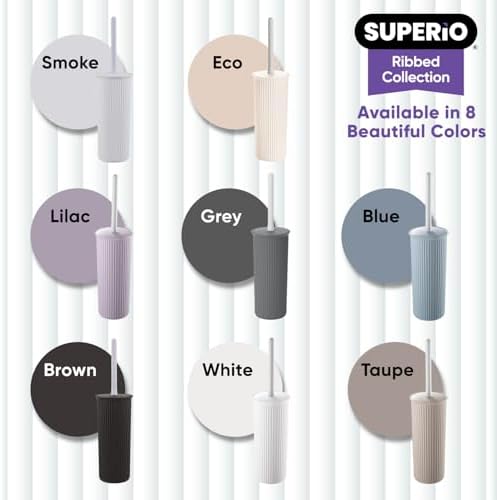 Superio Ribbed Toilet Brush with Holder Set Lilac Purple