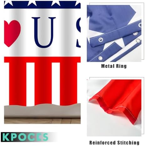 I Love USA 4th of July Flag Shower Curtain Set