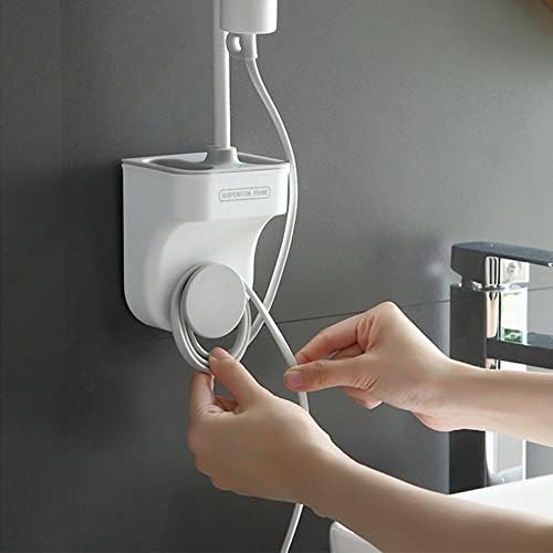 HOTRA Adjustable Showerhead Bracket with Hair Dryer Hook and Storage