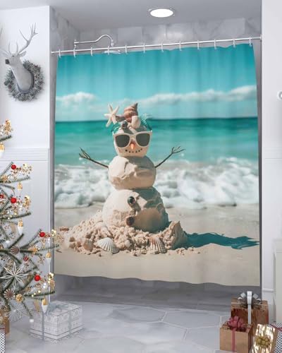 ZOE GARDEN Christmas Beach Shower Curtain Set 72x72
