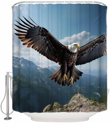 Eagle Shower Curtain Set with Hooks 72x72 Inches Waterproof