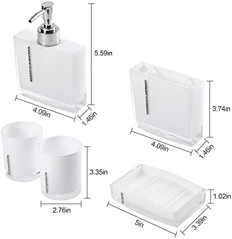 Estink 5-Piece Acrylic Bathroom Accessories Set White
