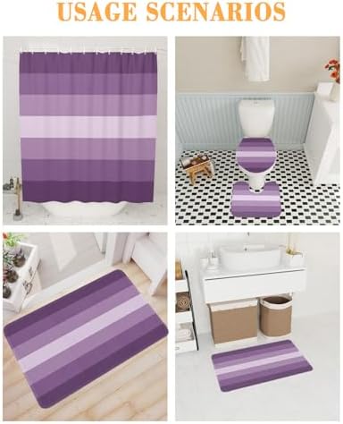 ZOE GARDEN Geometric Purple Bathroom Set with 12 Hooks