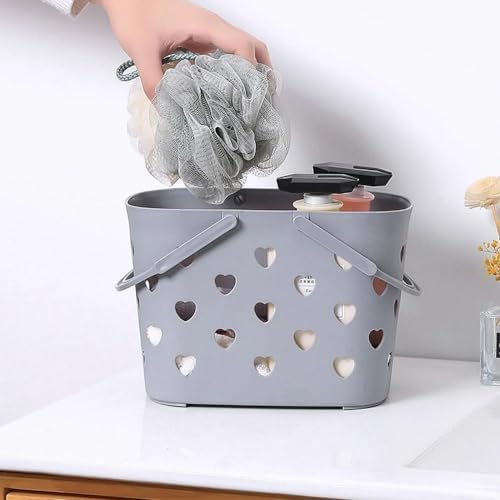 1PCS Heart-Shaped Portable Shower Basket with Handle
