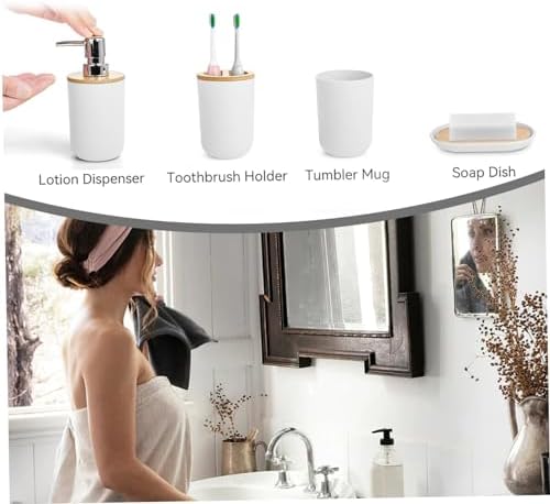 LLPGETRR Bathroom Bin Toilet Brush Set 4PCS