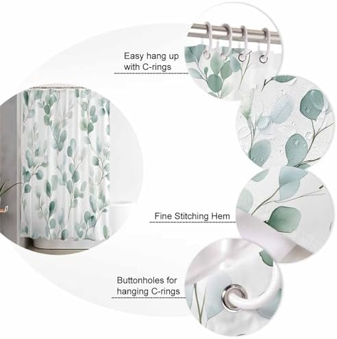 ZOE GARDEN Eucalyptus Shower Curtain Set 72x72