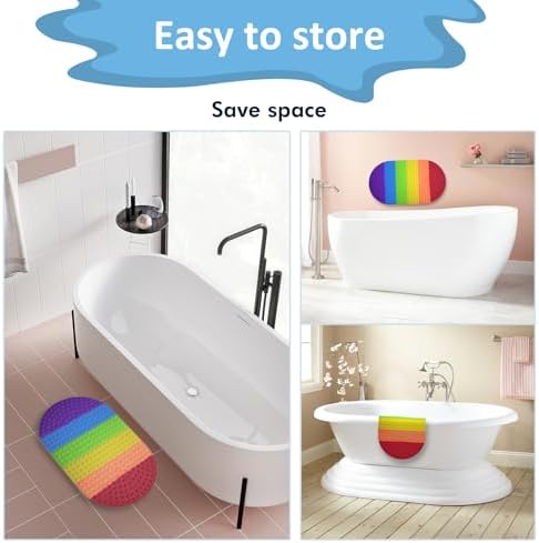 Tiamo Baby Bath Mat Non Slip with Rainbow Bubbles