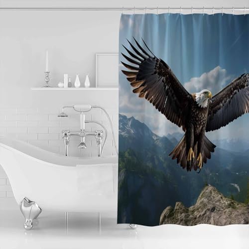 Eagle Shower Curtain Set with Hooks 72x72 Inches Waterproof