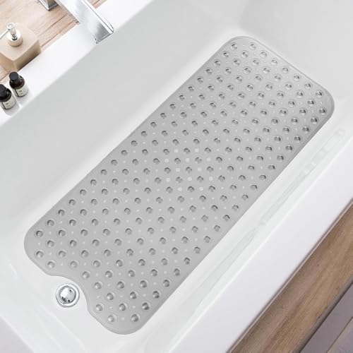 Extra Long Non-Slip Bathtub Mat with Drain Holes and Suction Cups