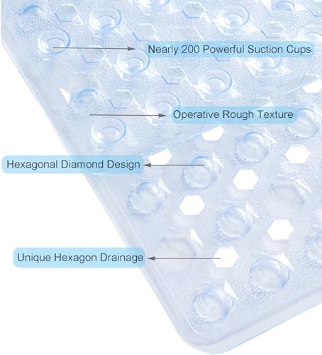 Mantto Non Slip Bath Mat with Suction Cups