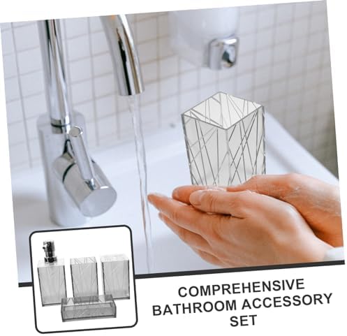 Alipis Bathroom Accessory Set with Shampoo Dispenser and Toothbrush Holder