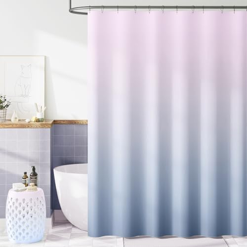 Jinchan Ombre Lilac Blue Shower Curtain Set