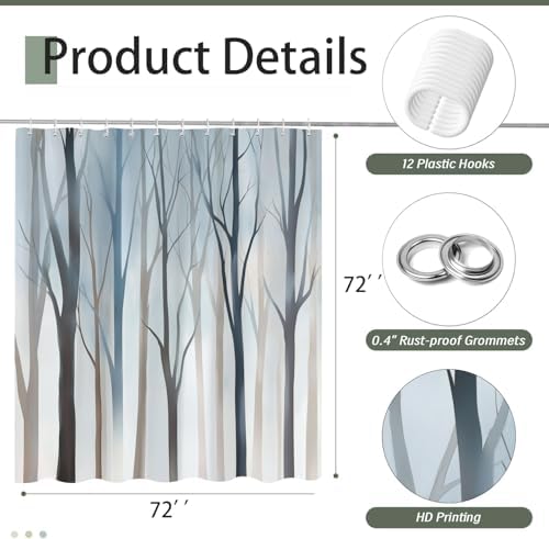 Boho Tree Shower Curtain Set with 12 Hooks 72X72IN