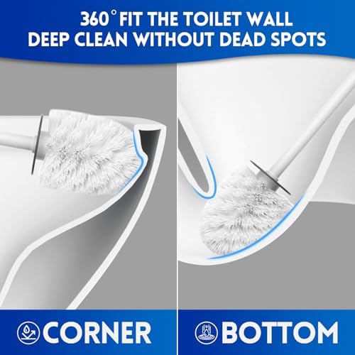 Y-in Hand Toilet Brush and Holder Set - Compact Durable Wall Mountable