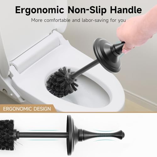 UNCONSIL Black Toilet Brush and Holder with Lid