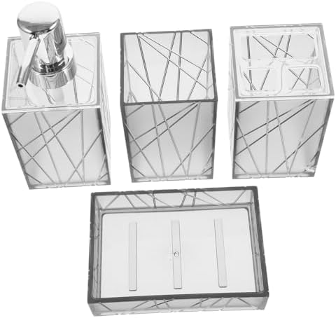Alipis Bathroom Accessory Set with Shampoo Dispenser and Toothbrush Holder