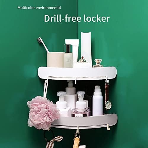 Light Gray Corner Shower Shelf with Hooks and Capacity