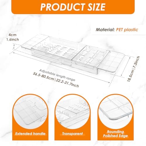 Adjustable Clear Bathtub Caddy Tray for Home