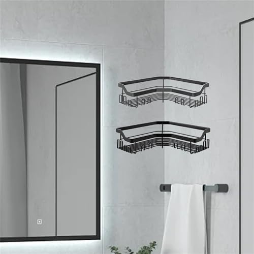 Corner Shower Caddy 2 Pcs No Drilling Black L
