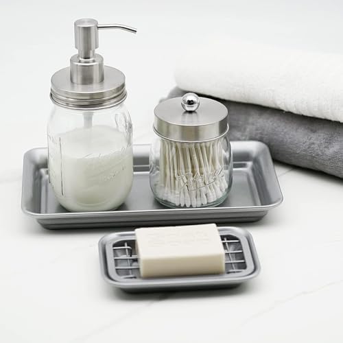 SheeChung Silver Metal Soap Dish Tray with Drainage Grid