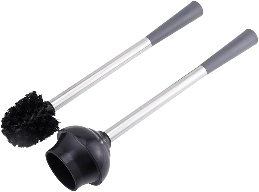 Home Simplified Stainless Steel Toilet Brush and Plunger Set