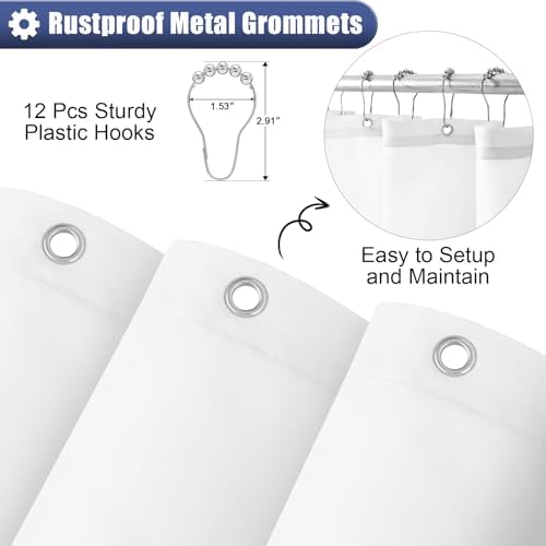 OLANLY Luxury Royal Blue Ombre Shower Curtain Set with 12 Hooks 72x72 Inches