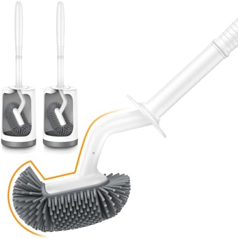 HAMITOR Toilet Brush Holder Set - 2 Pack White