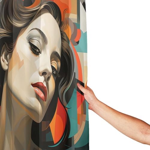 DAOWANGZUO Abstract Girl Boho Shower Curtain Set