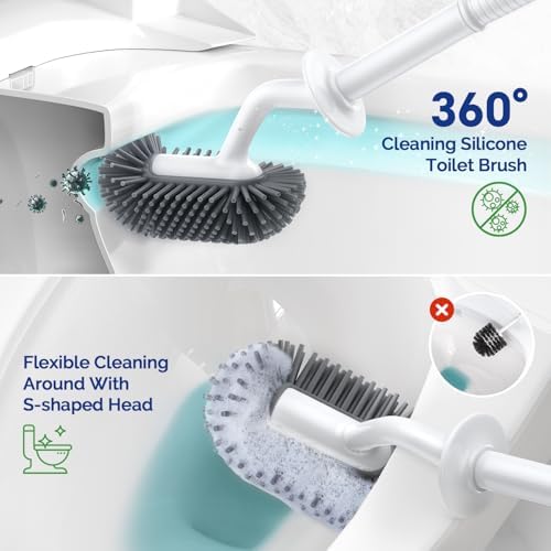 HAMITOR Toilet Brush Holder Set - 2 Pack White