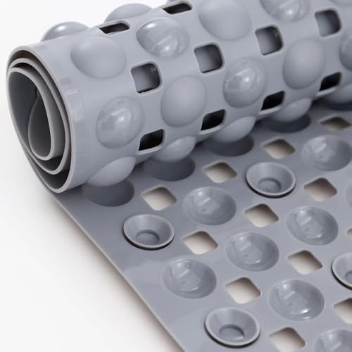 SAISAIXU Extra Long Non-Slip Bath Mat with Suction Cups and Drain Holes