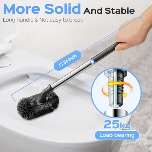 HAMITOR Toilet Plunger and Brush Set - 2 in 1 Heavy Duty Stainless Steel