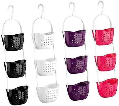 PRETYZOOM 3-Tier Bathroom Hanging Basket Organizer with Rotating Hooks