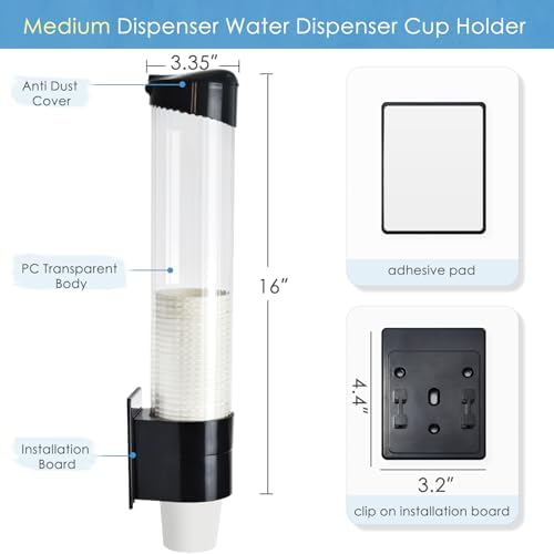 Samhe Medium Pull Cup Dispenser Black 16 Tube Length