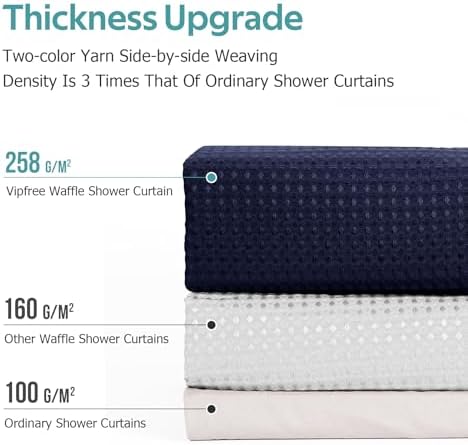 Vipfree No Hook Shower Curtain 72x74 Navy Blue