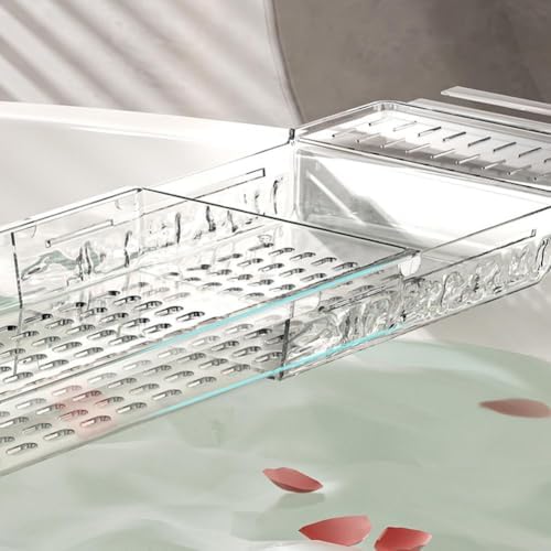Clear Acrylic Expandable Bathtub Tray with Anti-Slip Design