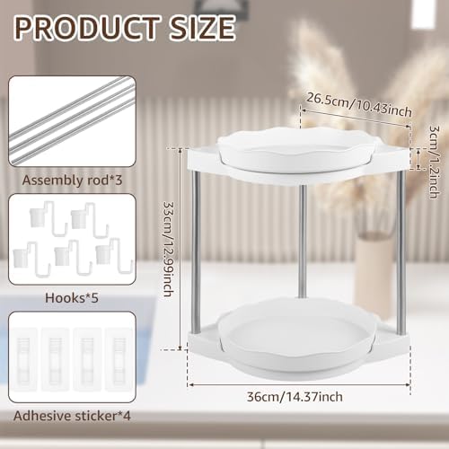 360 Rotating Corner Shower Caddy with 5 Hooks