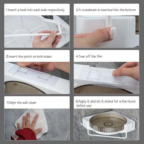 Rotating Corner Shower Caddy with Hooks and Towel Bar
