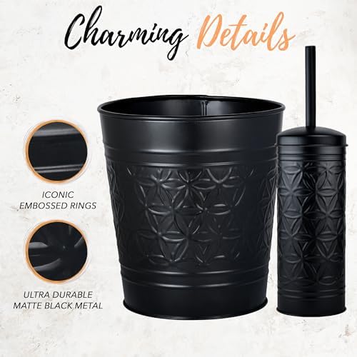 Autumn Alley Matte Black Toilet Brush and Trash Can Set