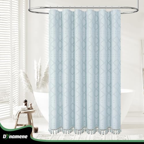 Dynamene Fog Blue Boho Shower Curtain Set