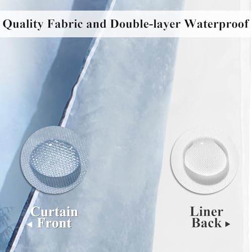 ORTIGIA Misty Forest Shower Curtain Set with Liner and Hooks 1
