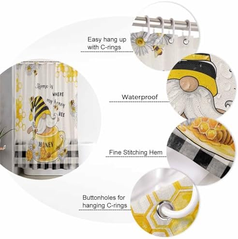 ZOE GARDEN Bee Gnome Shower Curtain Set
