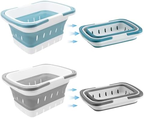 2 PCS Foldable Shower Caddy Baskets Grey and Blue