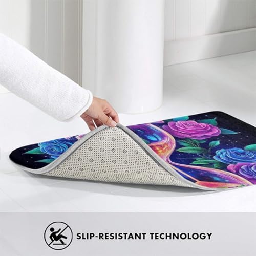 BoomDragon Anti-Slip Bath Mat with Trippy Magic Flowers Design