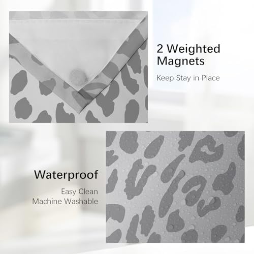 Cognitixx No Hook Shower Curtain Set Snow White and Leopard Grey Scale