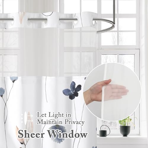 Gibelle Small Stall Floral Shower Curtain Set - 36 x 74 Waterproof Washable