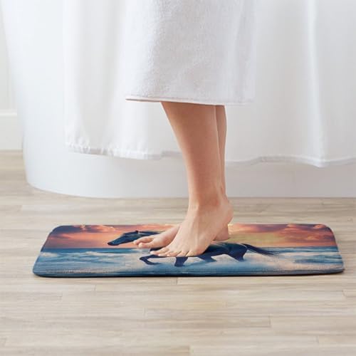 BoomDragon Anti-Slip Washable Bathtub Mat with Wild Horse Art