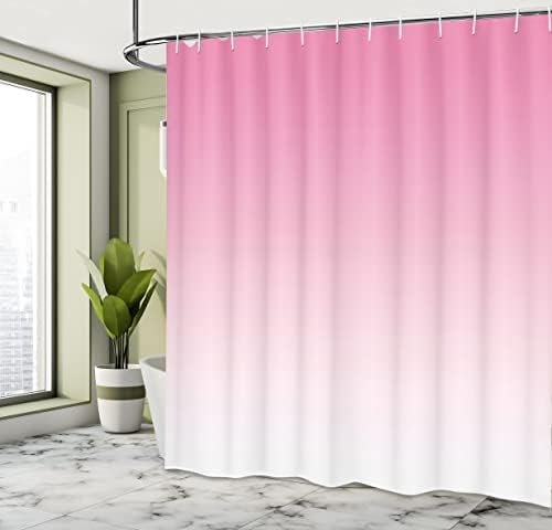 Ambesonne Pale Pink Ombre Shower Curtain Set with 12 Hooks