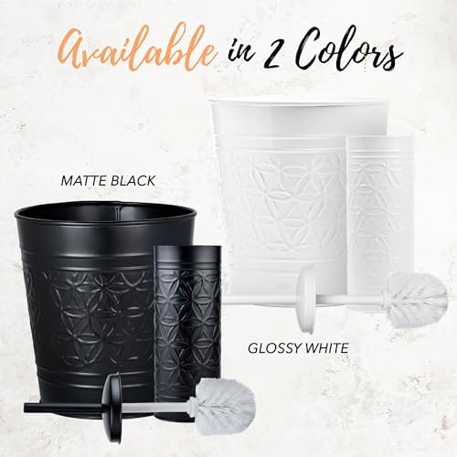 Autumn Alley Matte Black Toilet Brush and Trash Can Set